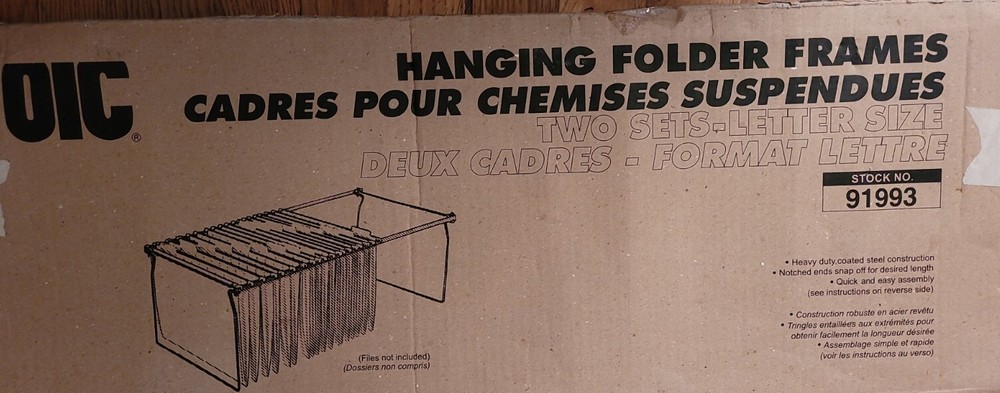 Hanging Folder Frames, Two Sets Letter Size 27" long 91993 Steel