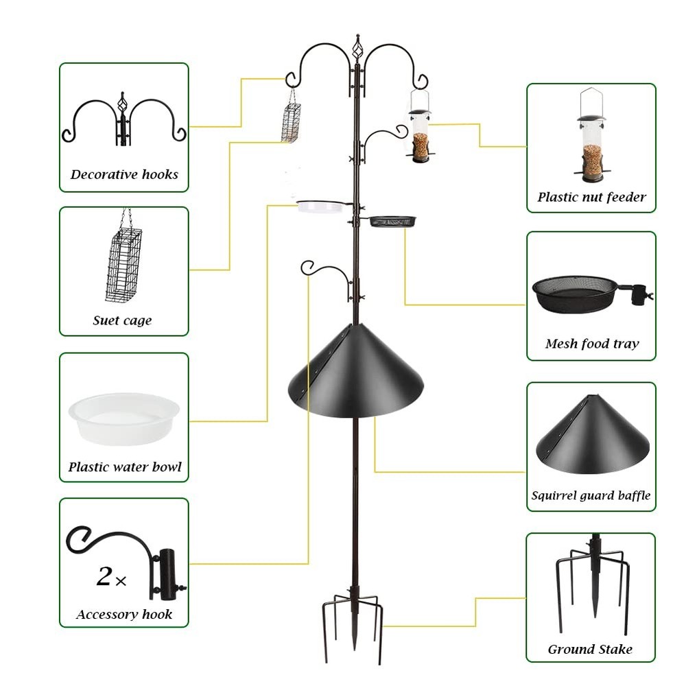 Bird Feeder Pole with Squirrel 91 Inch squirrel baffle kits, Bronze