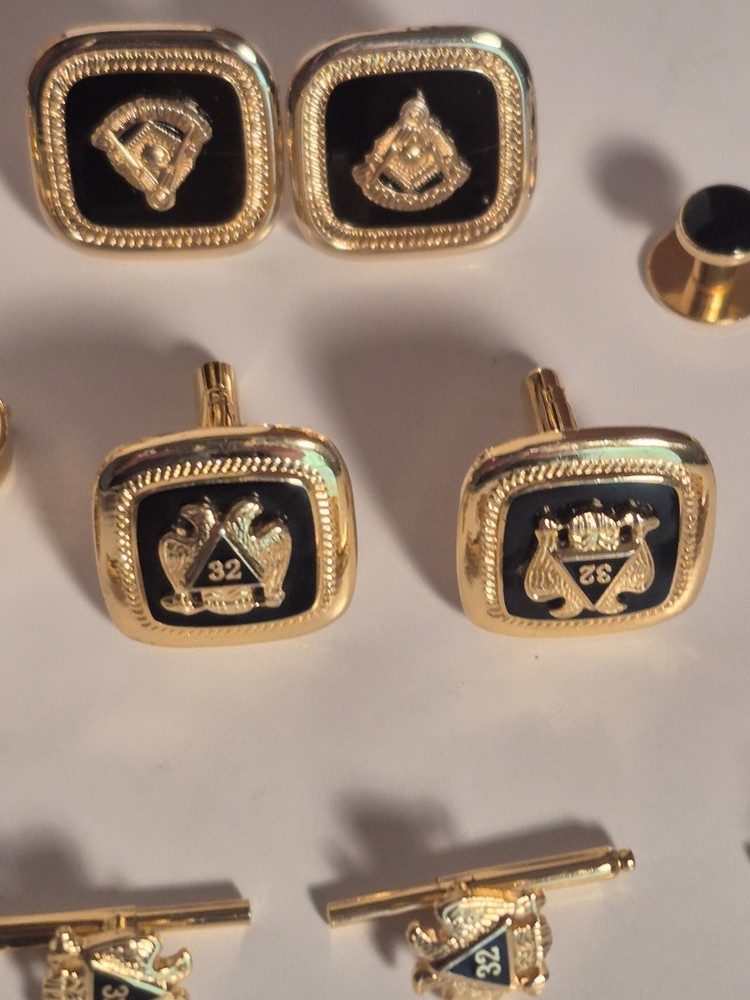 Lot Masonic & Scottish Rite Cuff Links, Pins, Button Caps