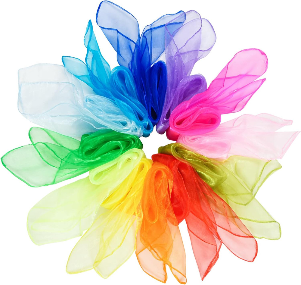 12Pcs Square Juggling Silk Dance Scarves Magic Tricks Performance Props Accessor
