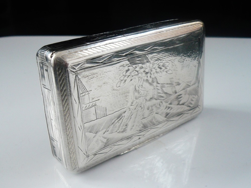 Antique Russian Silver Niello Snuff Box from 1834