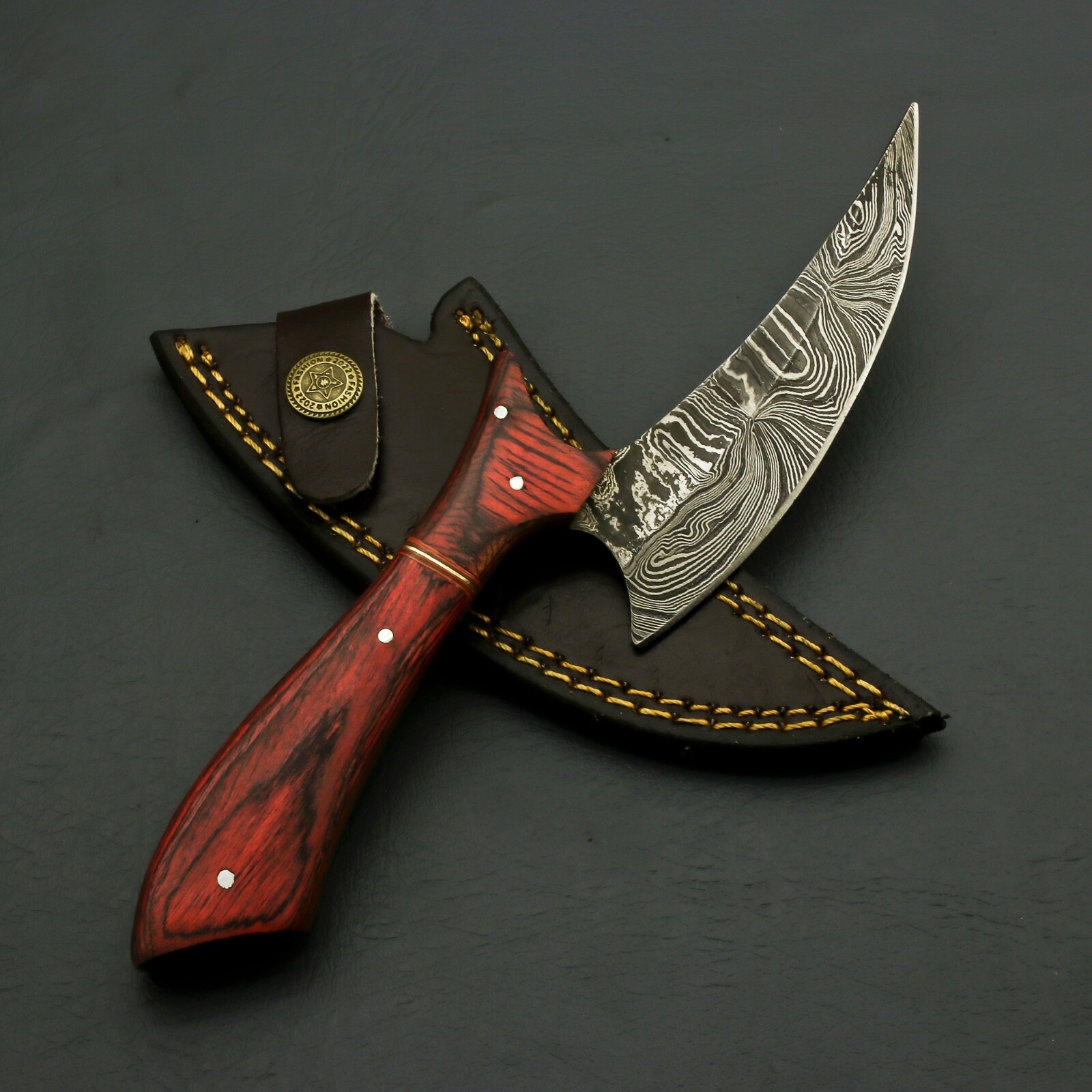 Custom Handforged Damascus Steel knife Hunting Camping Full Tang + Sheath