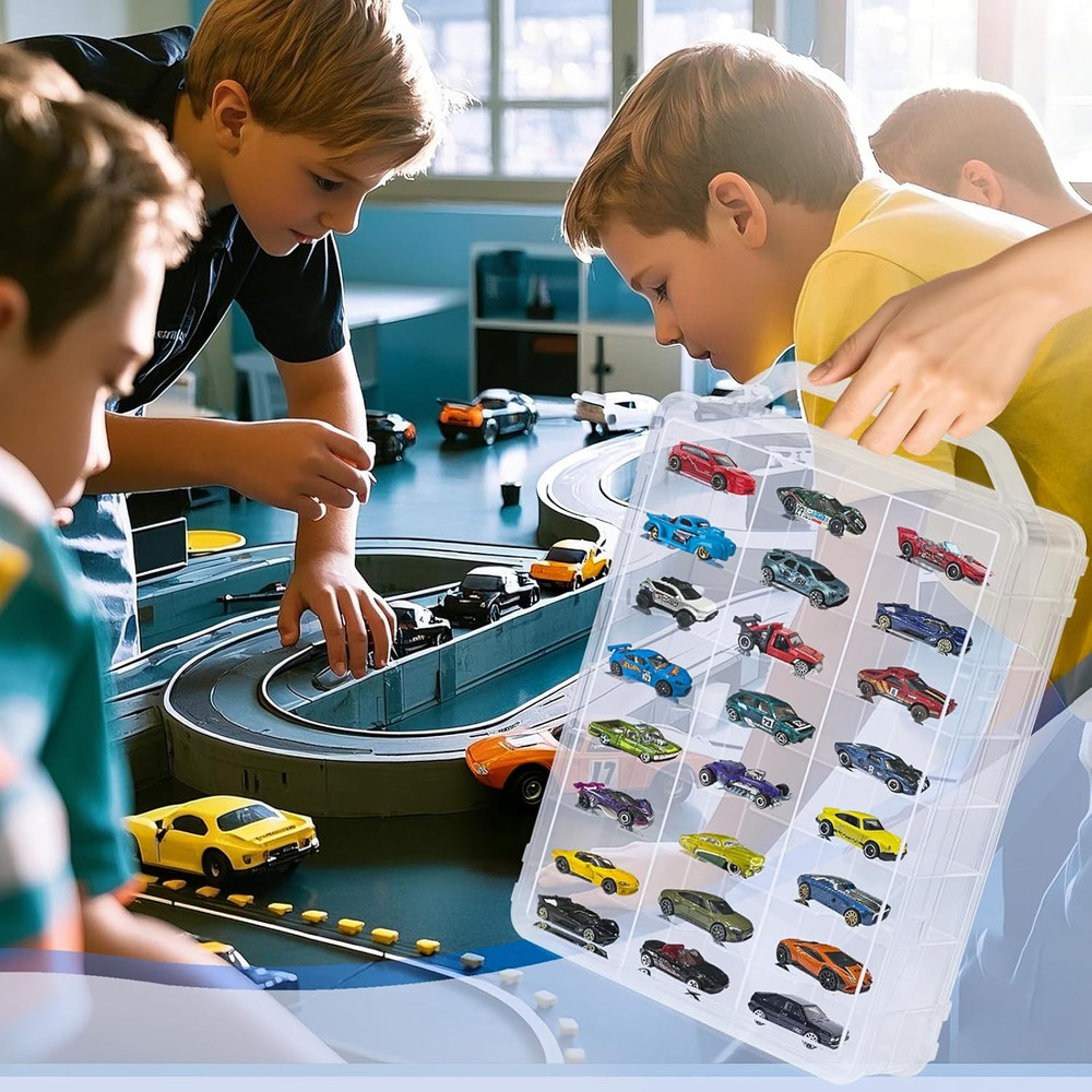 Double Sided Storage Case for Hot Wheels Storage with Carrying Handle, Portable