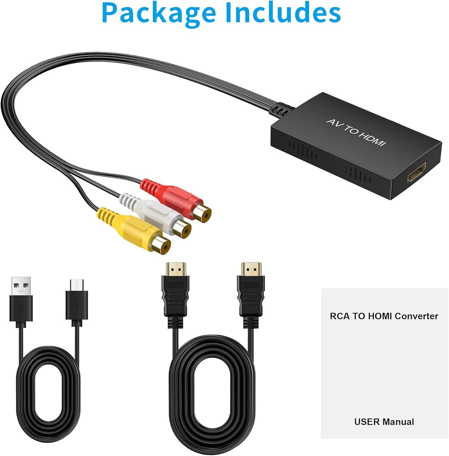 RCA to HDMI Converter Analog Composite Adapter For PS 1 2 3 STB Xbox VHS VCR DVD