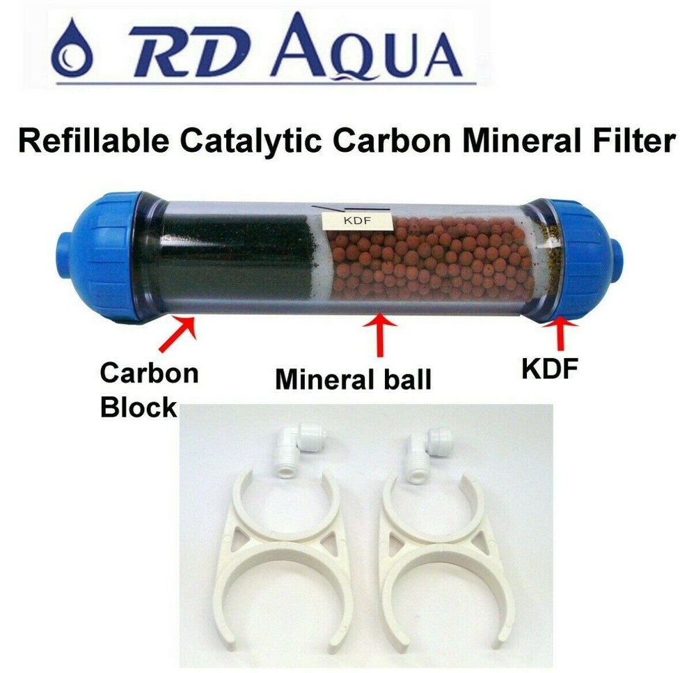 Clear Refillable Catalytic Carbon Mineral KDF 55 Inline Filter RO system