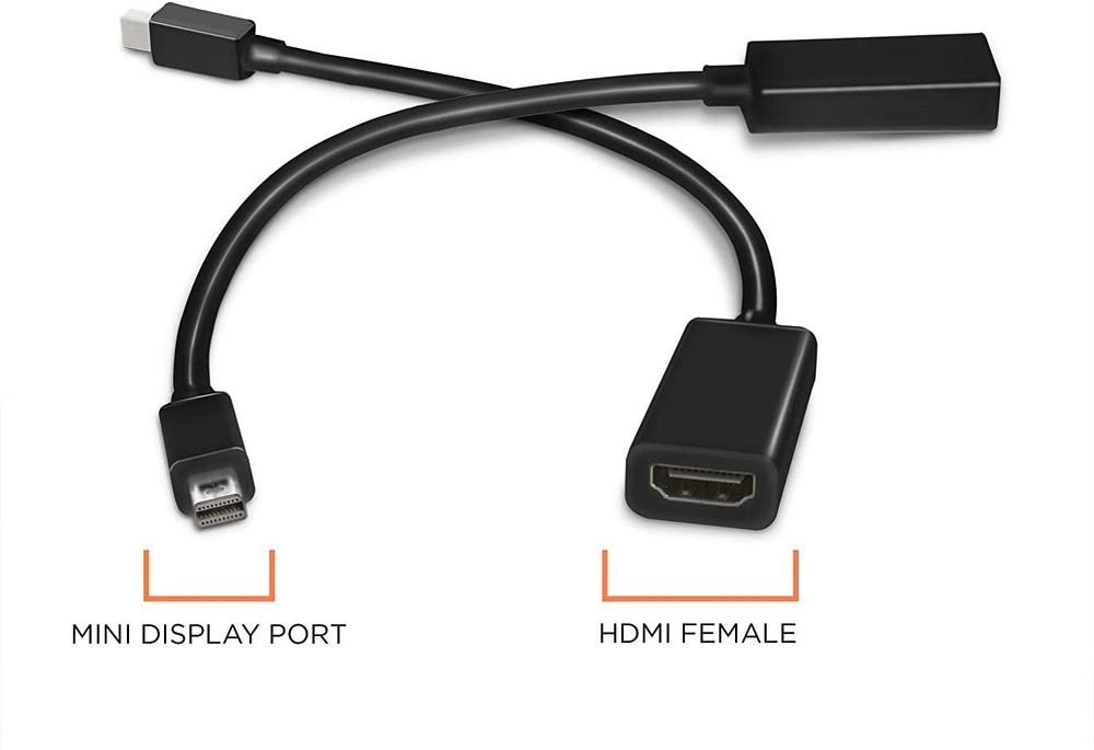 Black Thunderbolt Mini DisplayPort DP to HDMI - High Speed Cable Adapter 2 Pack