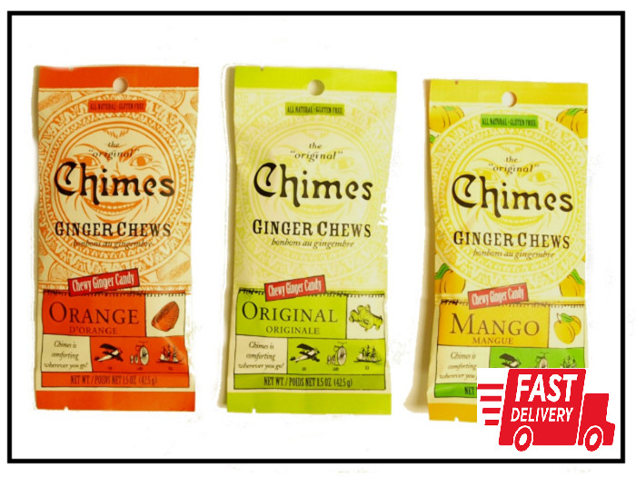 Chimes' Ginger Chews - Variety 3 Pack - Original Mango and Orange