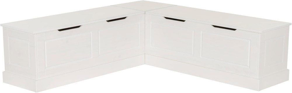 Harris White Solid Pine Backless Nook with Hidden Storage Solution