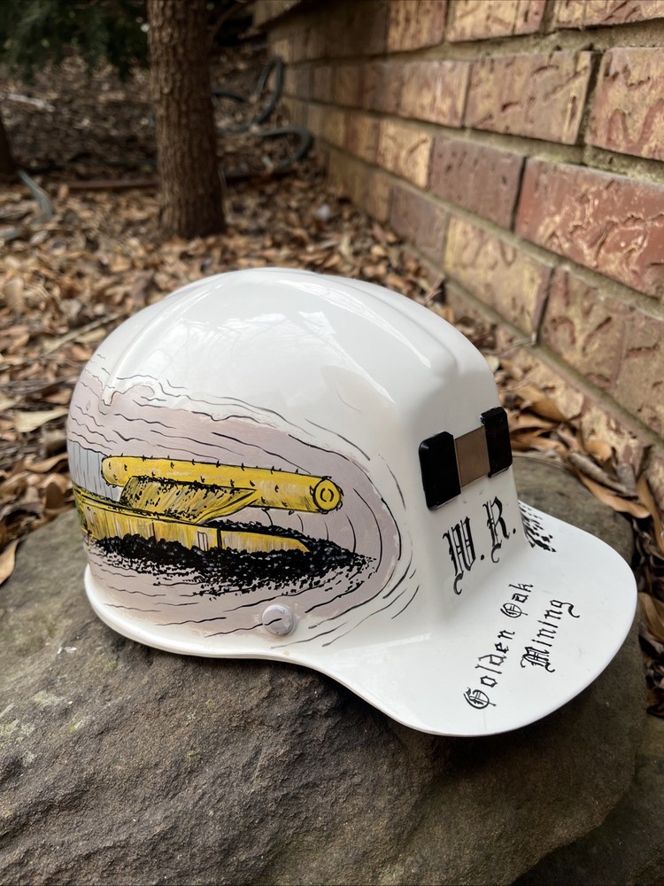 MSA Comfo Cap Mining Hat 1981 Hand Painted Rare White Vintage