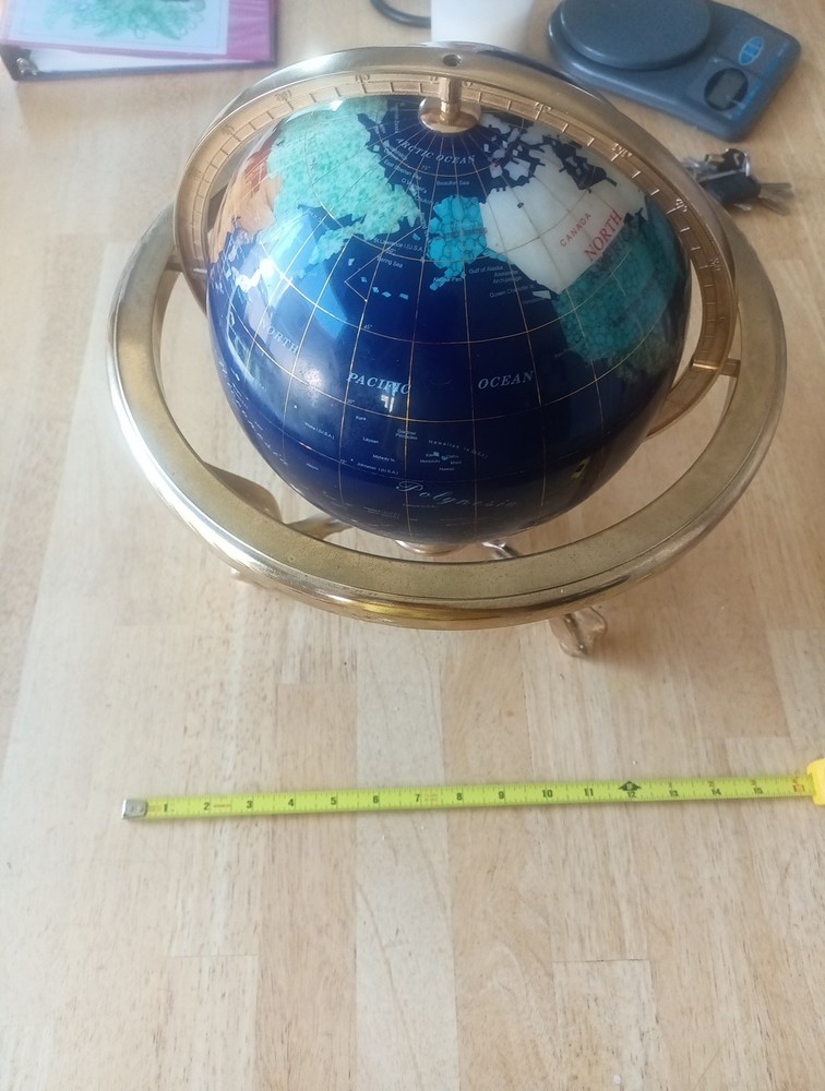 Tabletop World Globe Gemstone Stand, Compass Vintage