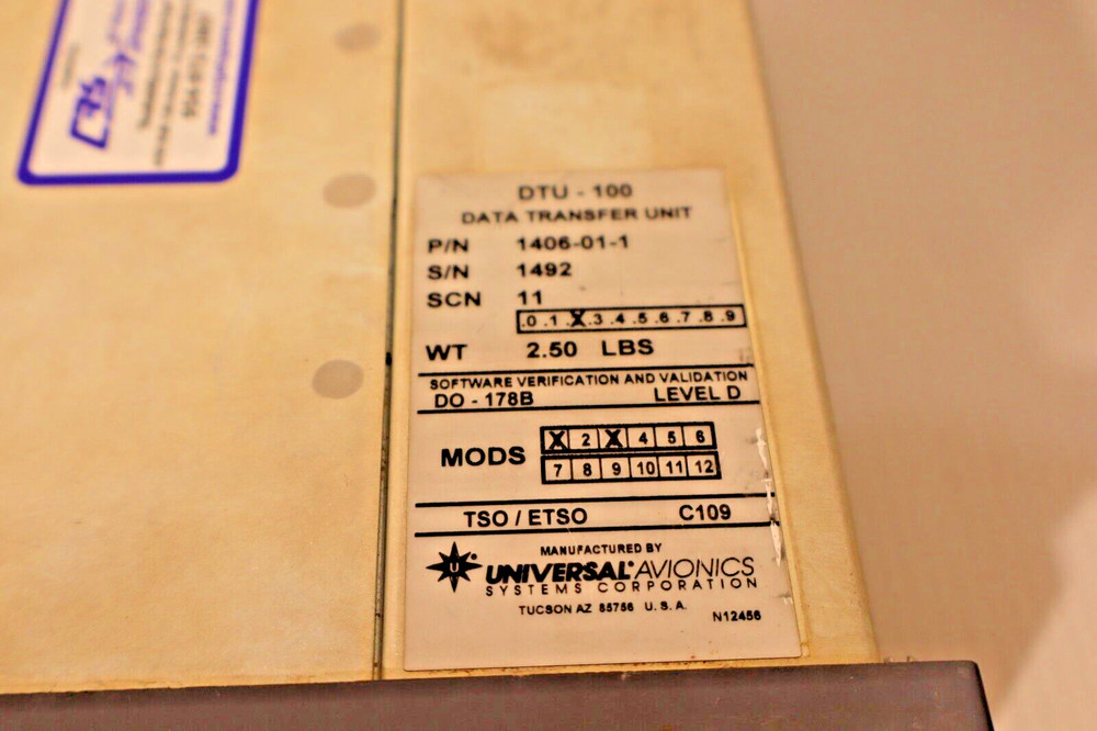 Universal Avionics DTU-100 Data Transfer Unit 1406-01-1 Removed Working