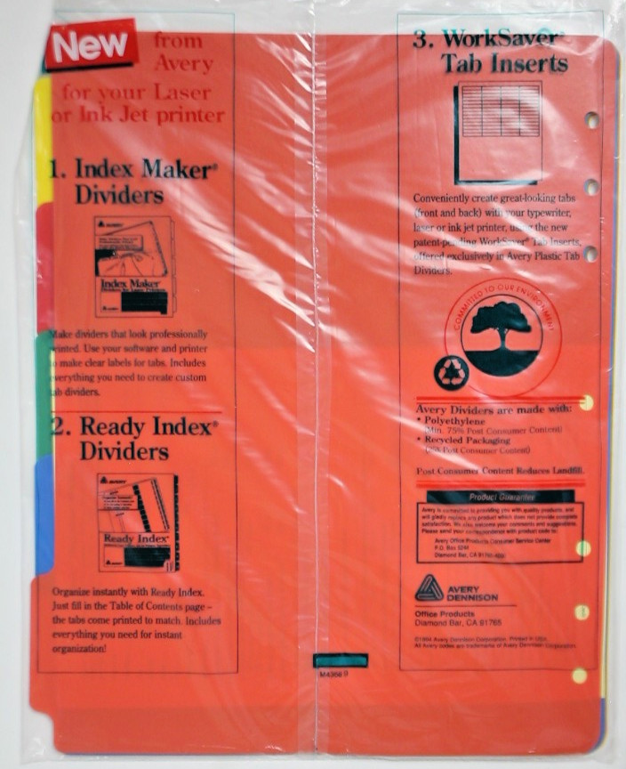 Avery PolyIndexes Dividers Extra Strength 5 Tabs 23080 #98p