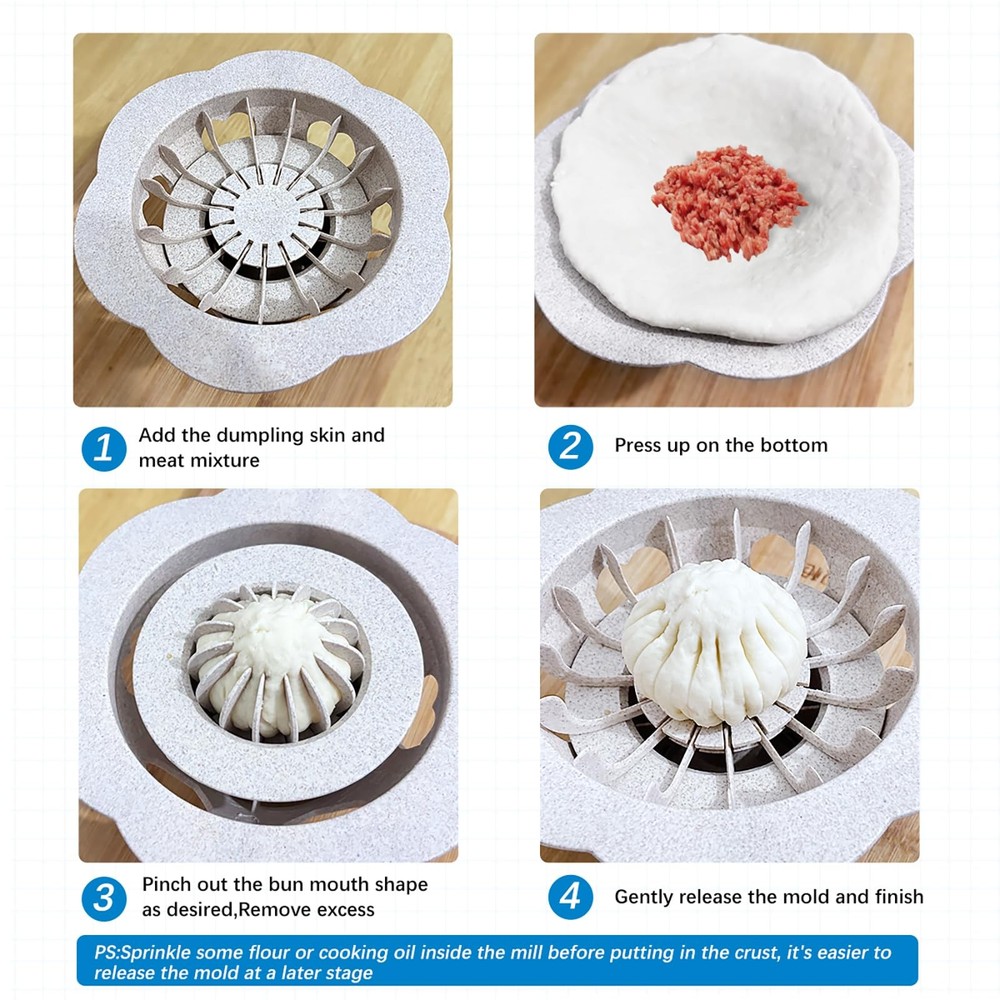 Baozi Maker Machine,6.57" Dumpling Bao Maker Mold Plastic Kitchen Gadget Tool...