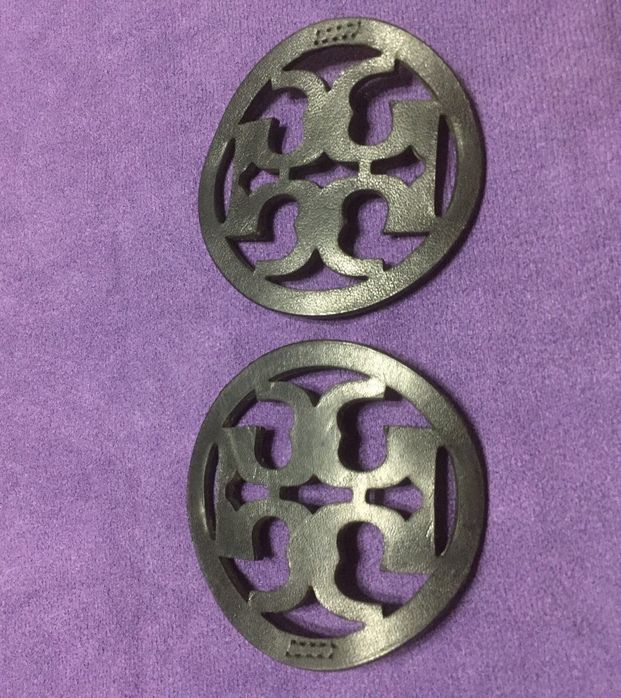 Authentic Tory Burch Black Leather Replacement Emblems Set Of Two