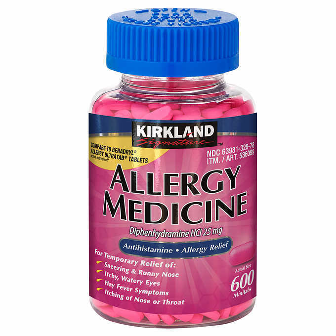 Kirkland Signature Allergy Relief Med's 600 ct 25mg Compare 2 Benadryl-Exp-11/24