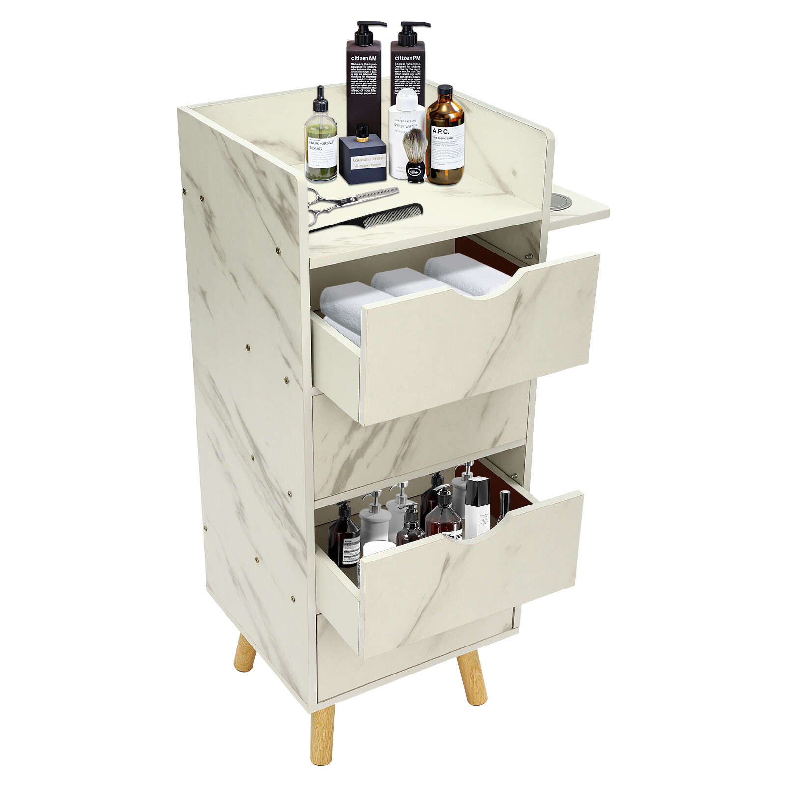 Salon Storage Cabinet Hair Styling Barber Station beauty shop Cabinet 4 Drawers