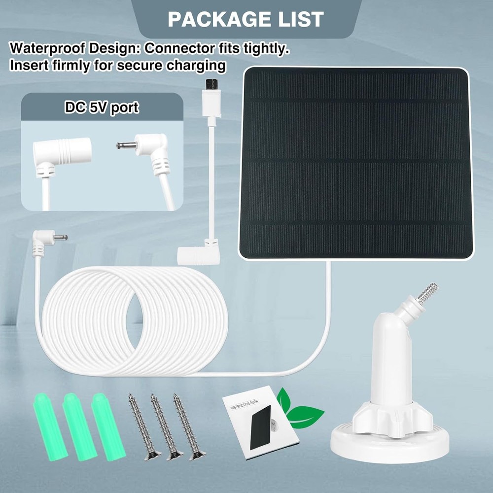 Solar Panel for Ring Camera, Compatible with Spotlight Cam White