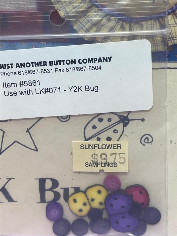 LIZZIE KATE Counted Cross Stitch Chart - Y2K BUG - With Buttons