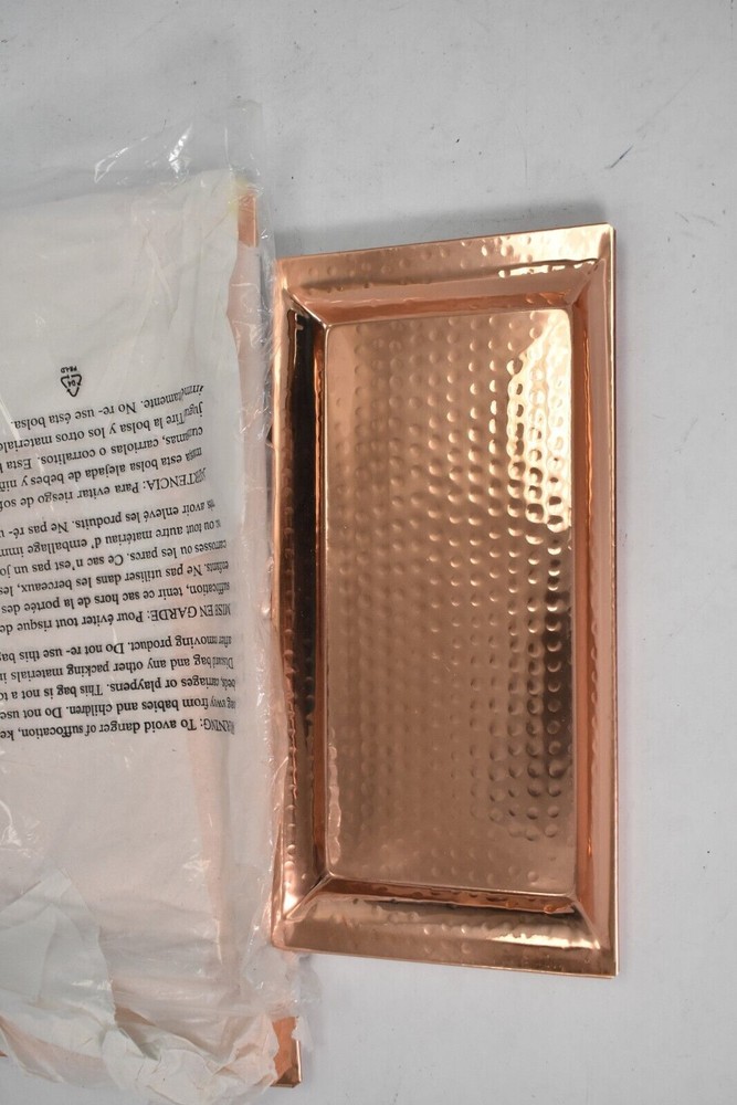 Hammered Tray 2 Pack Serving Platters Rectangular Dishes 16" x 8" & 12" x 6"