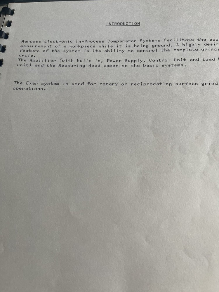 Marposs Electronic In Process Gauges Operating Instructions/Technical Notes Mode