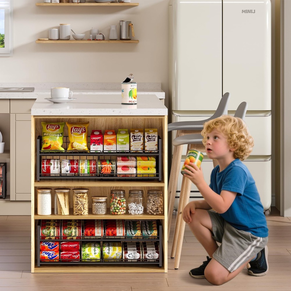 2Tier Stackable Can Rack Organizer for Pantry Shelf, LongSize Adjustable Can ...