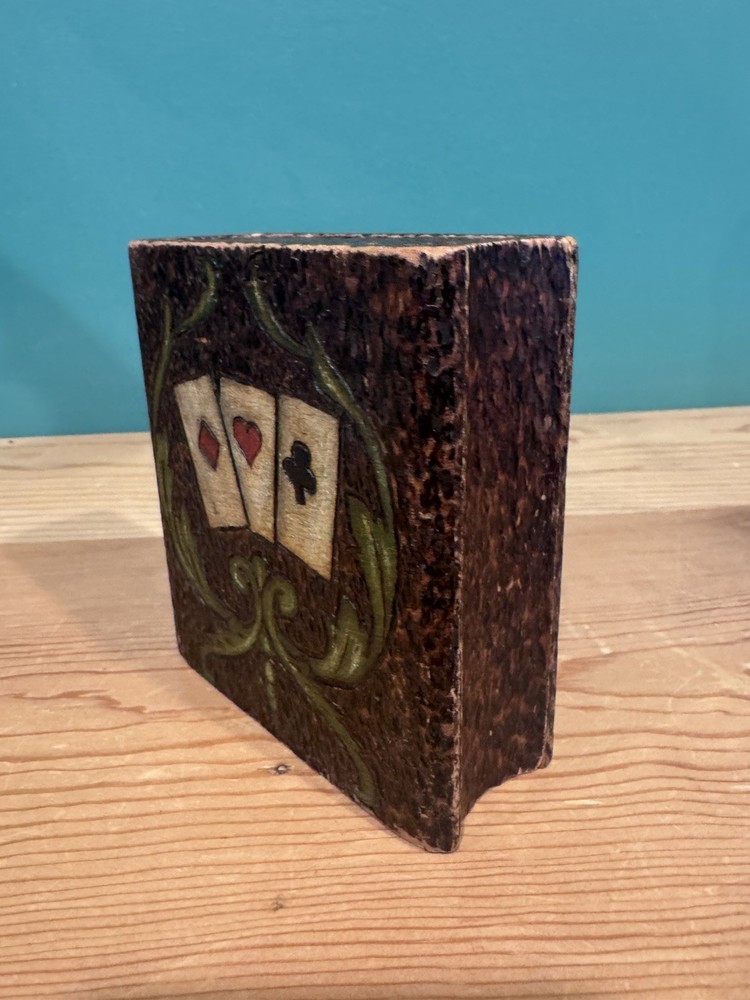 Vintage Single Deck Playing Card Box Handmade Wood