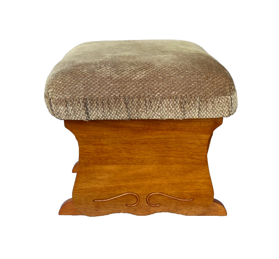 Vintage Solid Wood Upholstered Swing Seat Stool Footstool - Nice!!