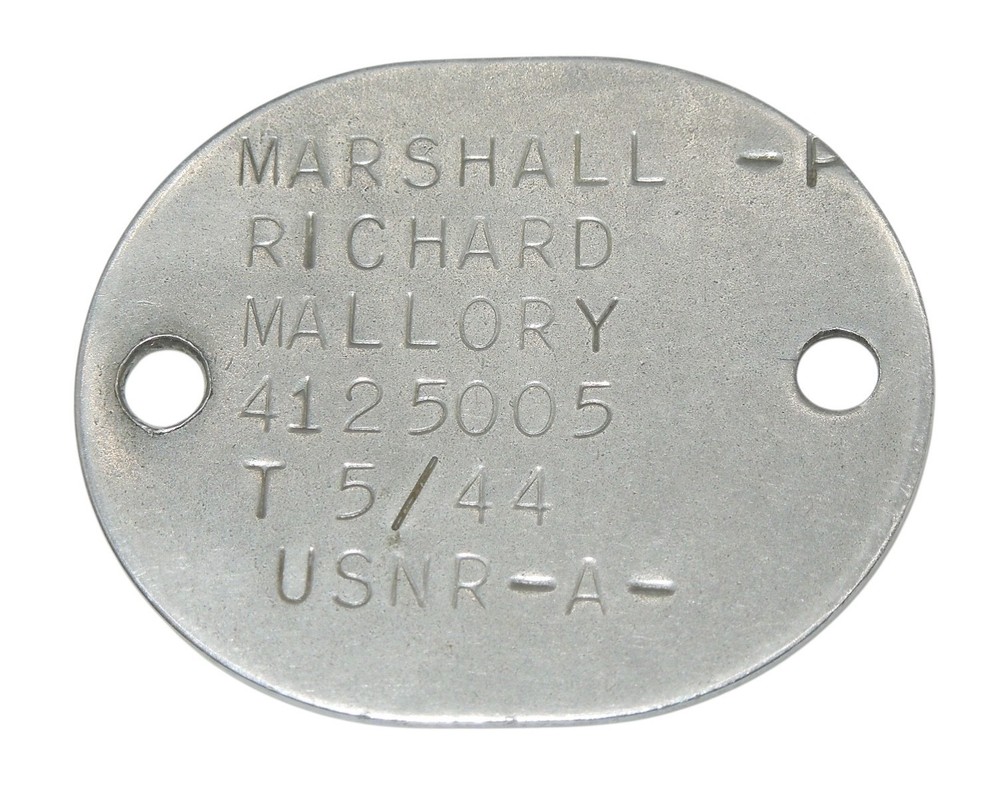 Original WWII US Navy Dog Tag 1944 Mallory CA