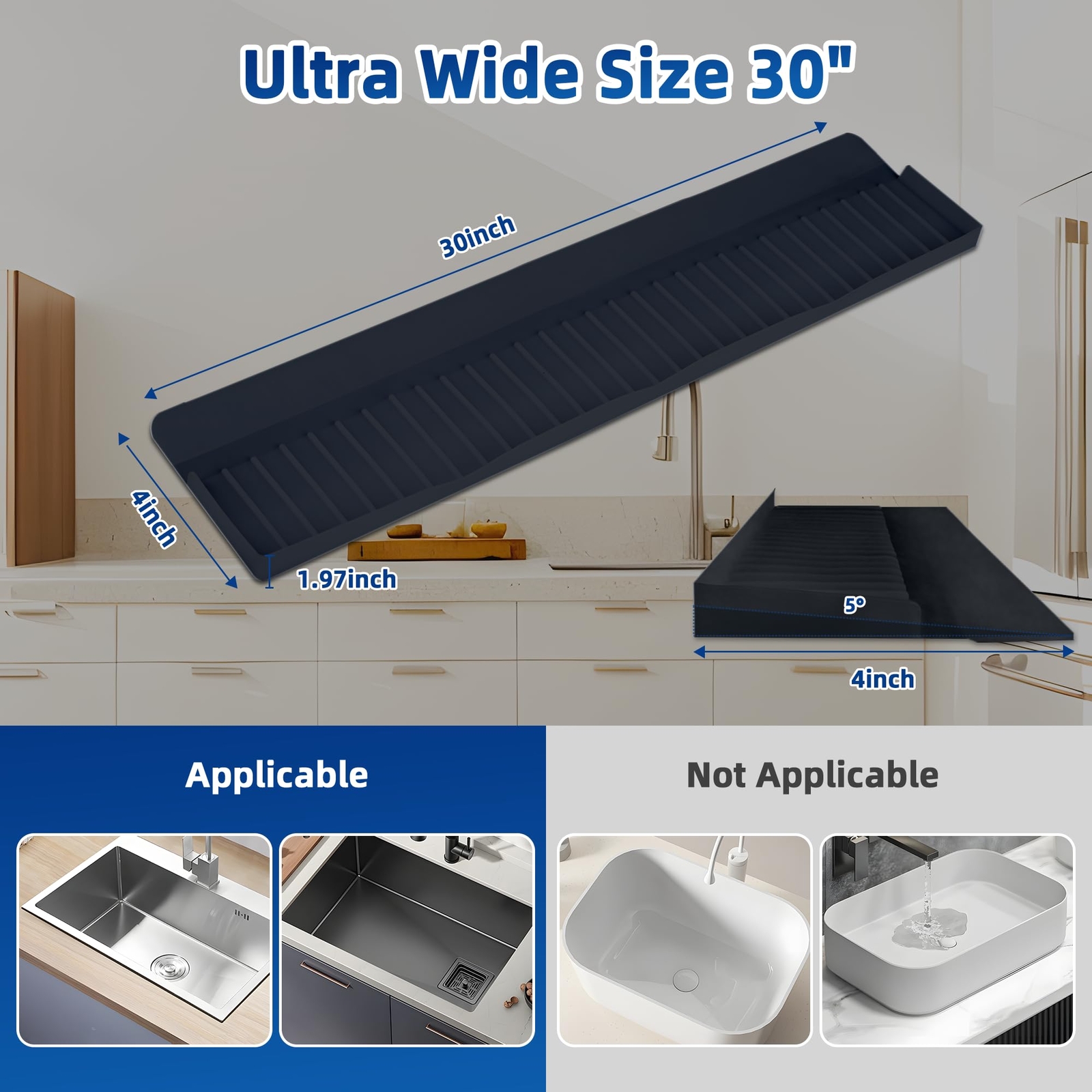 4"X30" Extra Long Sink Edge Protectors for Kitchen Single and Double SinkKitc...