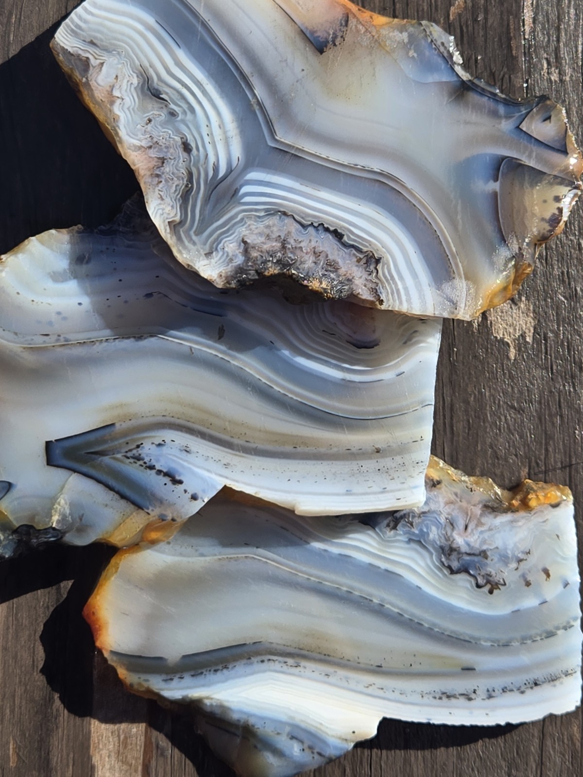 3 Moroccan Agate Matching Slabs From The Same Piece Haunting Banding Patterns