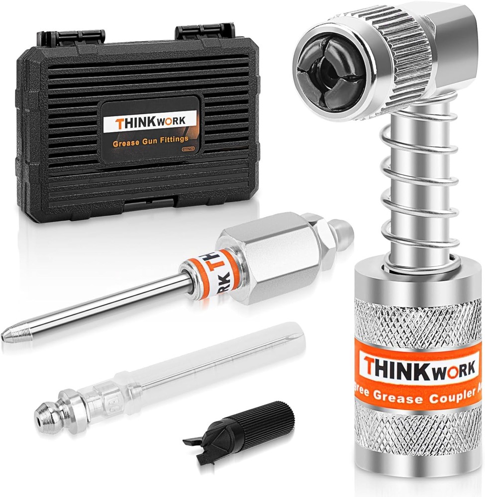 THINKWORK 4PC Quick Connect Greasing Accessory Kit, Grease Gun Couplers with 90