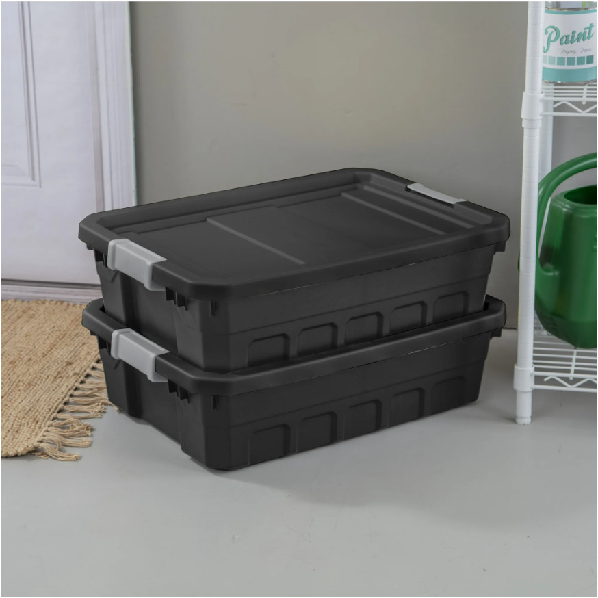 10 Gallon Stackable Storage Bins W/ Latch Lid Durable Plastic Tote 6 Count Box