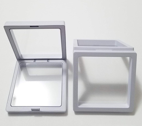 JM Pack of 2 Transparent 3D Floating Frame Display Holder/Box/Frames White