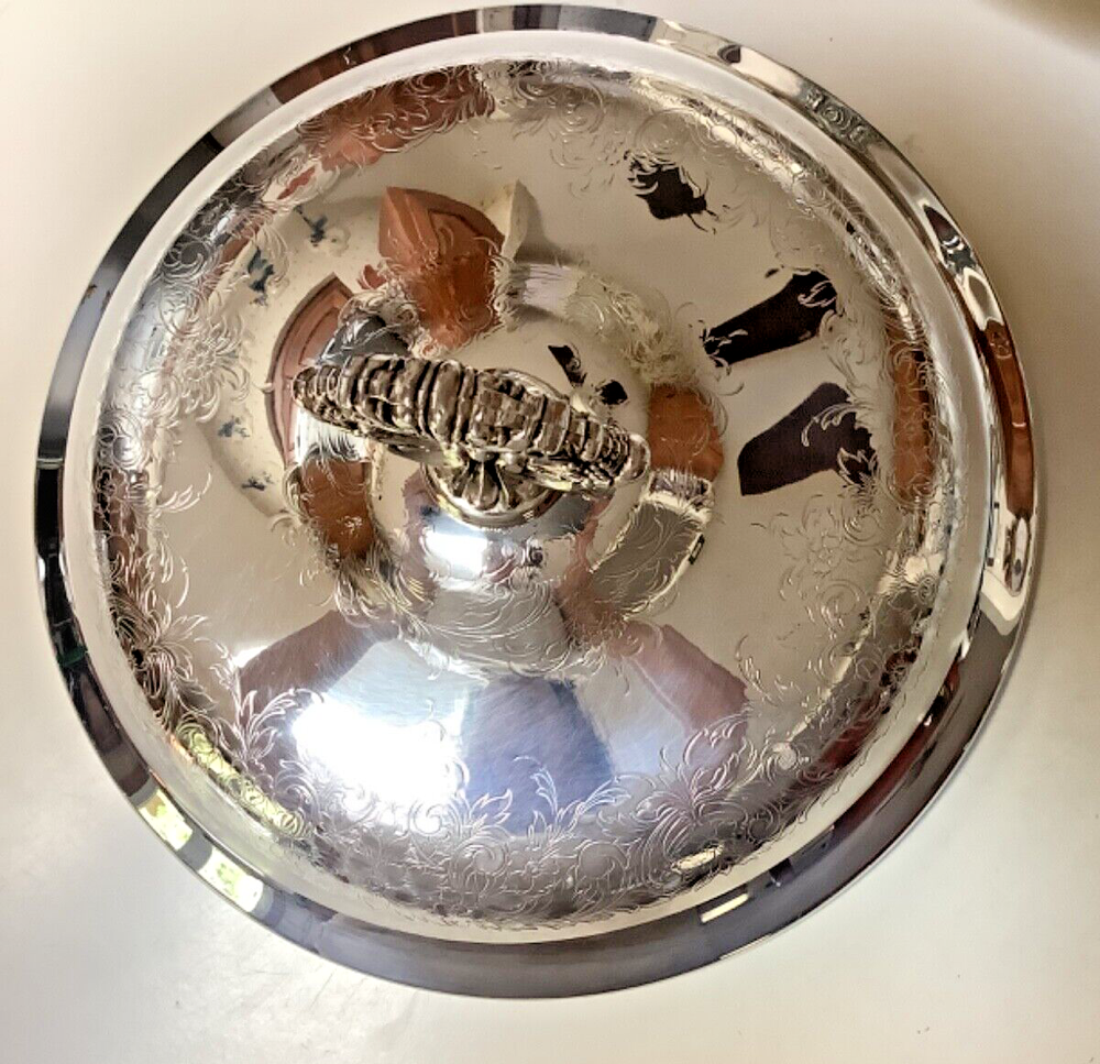 Vintage Webster Wilcox Silverplate Lidded Server W 2 qt. Pyrex inset casserole