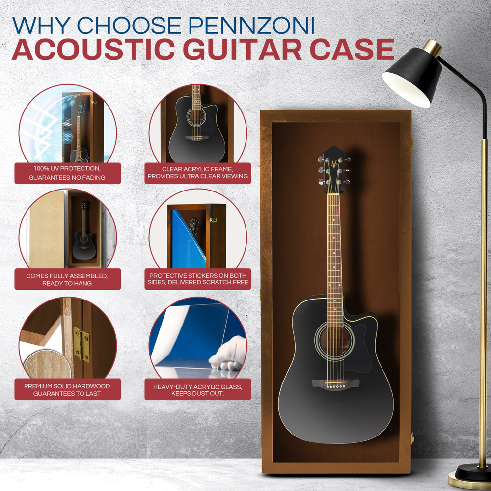 Guitar Display Case Acoustic Guitars Display Walnut with NO Felt
