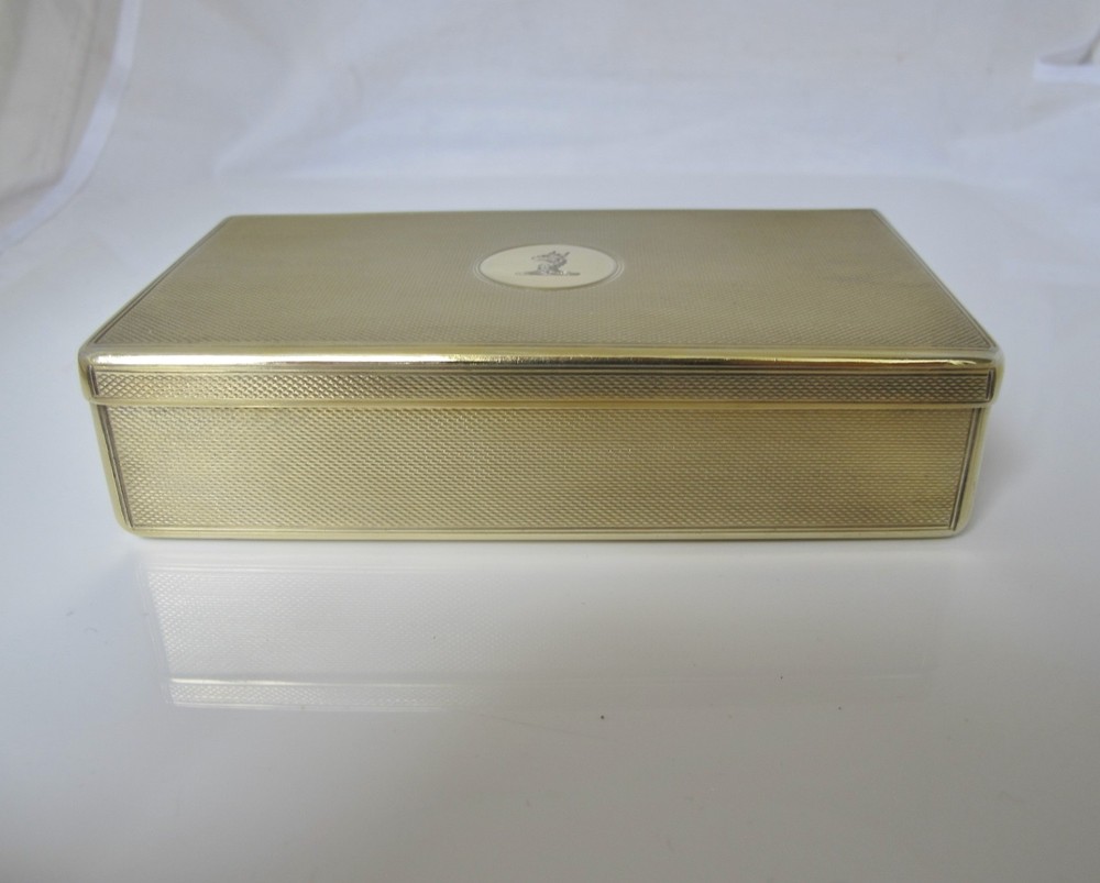 Fine silver-gilt sandwich box with griffin crest Frederick & Louis Marks