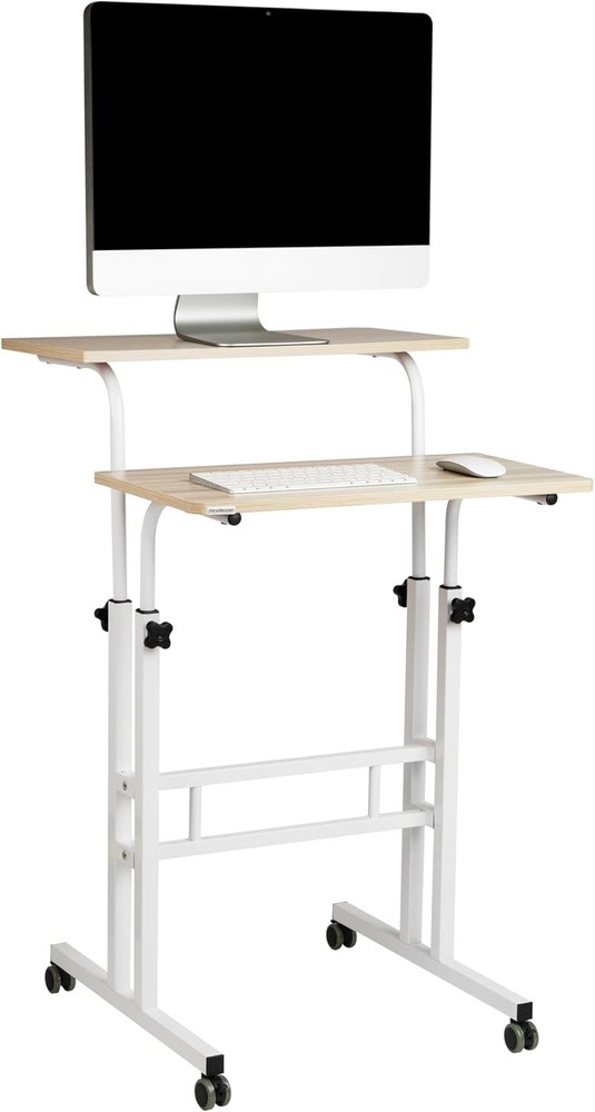 Rolling Laptop Desk Office Computer Table Adjustable Height Stand up Workstation