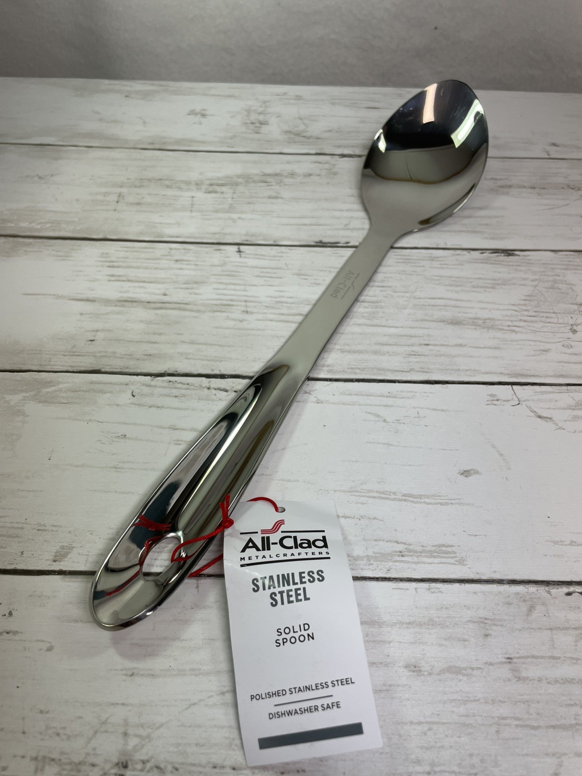 All-Clad Stainless Steel 13" Long Solid Spoon, Silver, NEW