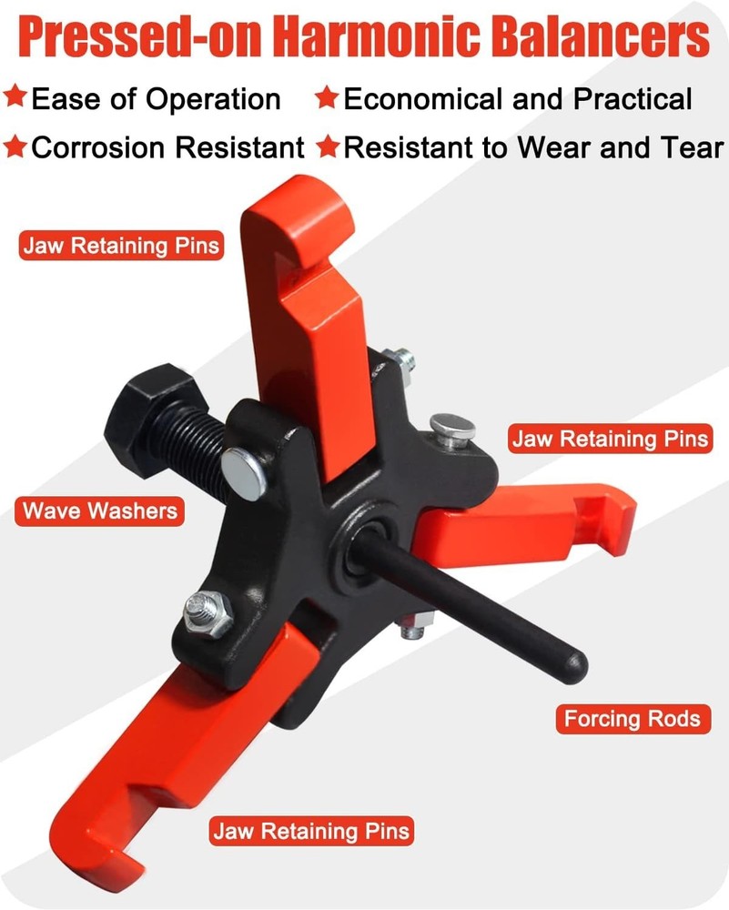 Harmonic Balancer Puller with Adjustable 3-Jaw Puller Kit, Forcing Screw Fits a