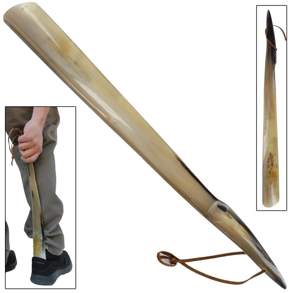 Shoe Horn Made with Real Horn Handmade Long Grip handle Shoehorn for Men 23 inch