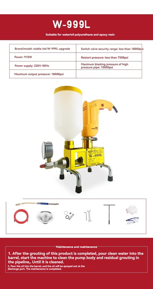 High Pressure Waterproof Grouting Machine Grouting Liquid Leakage Tool