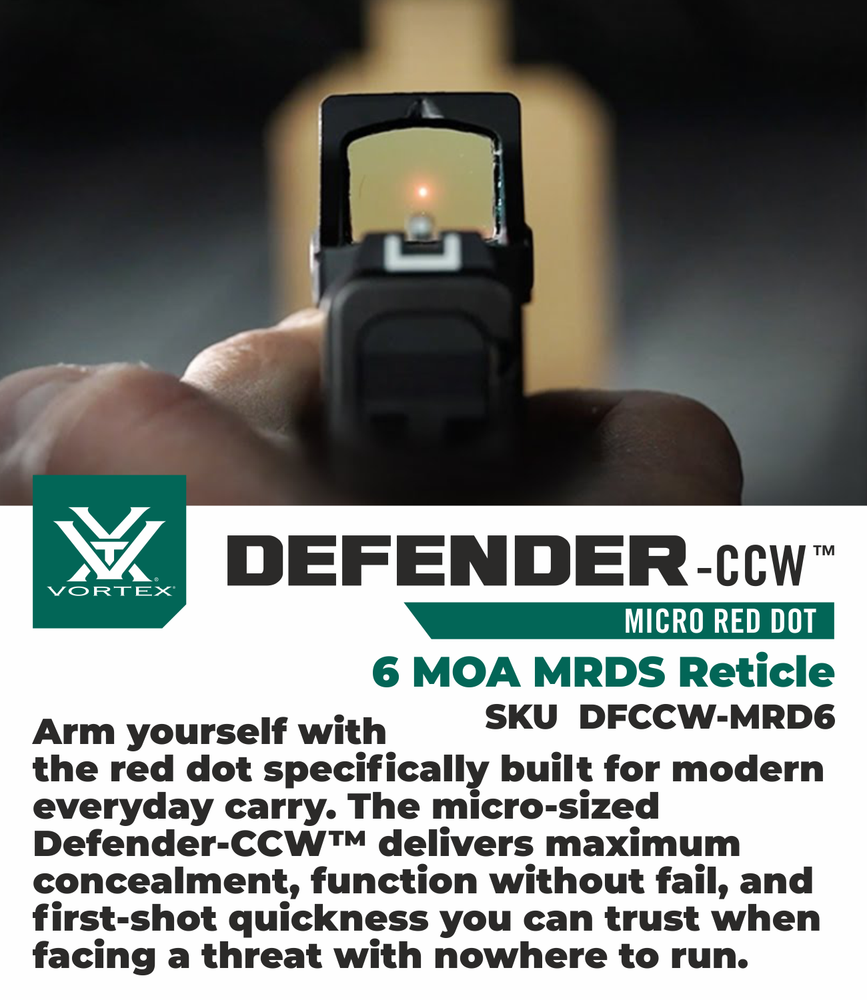 Vortex Optics Defender-CCW 6 MOA Red Dot with Free Camo Digital Hat Bundle