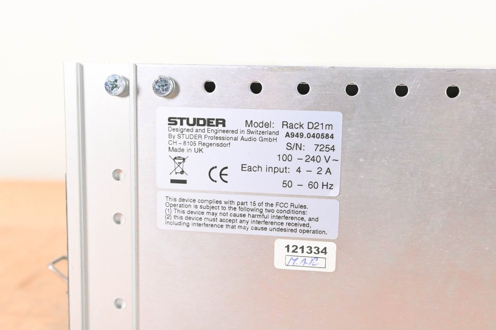 Studer D21m Modular I/O System with Madi HD Link Card CG01BZS