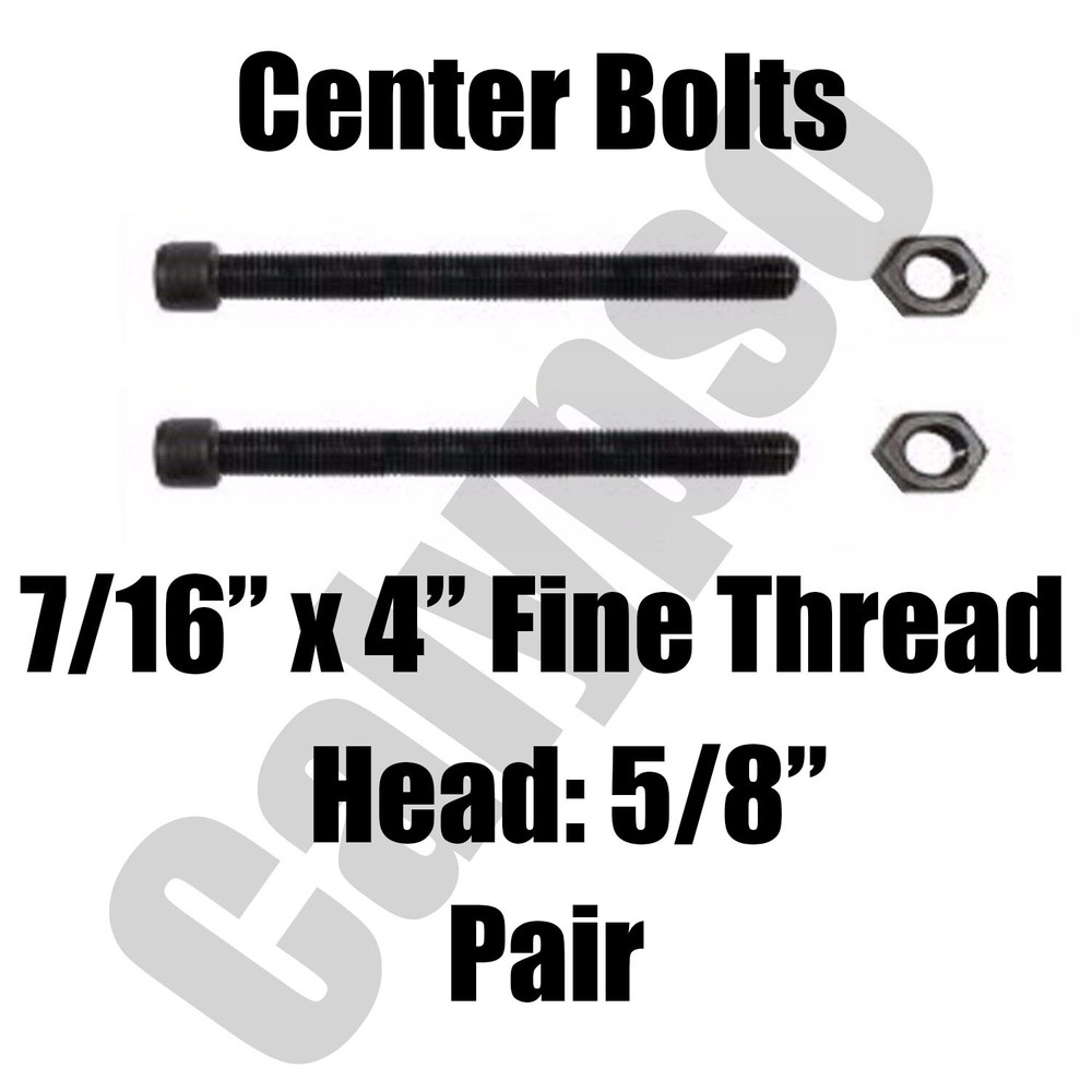 Leaf Spring Center Bolt - 7/16 x 4 (PAIR) Fine Threaded Leaf Bolts with Nuts