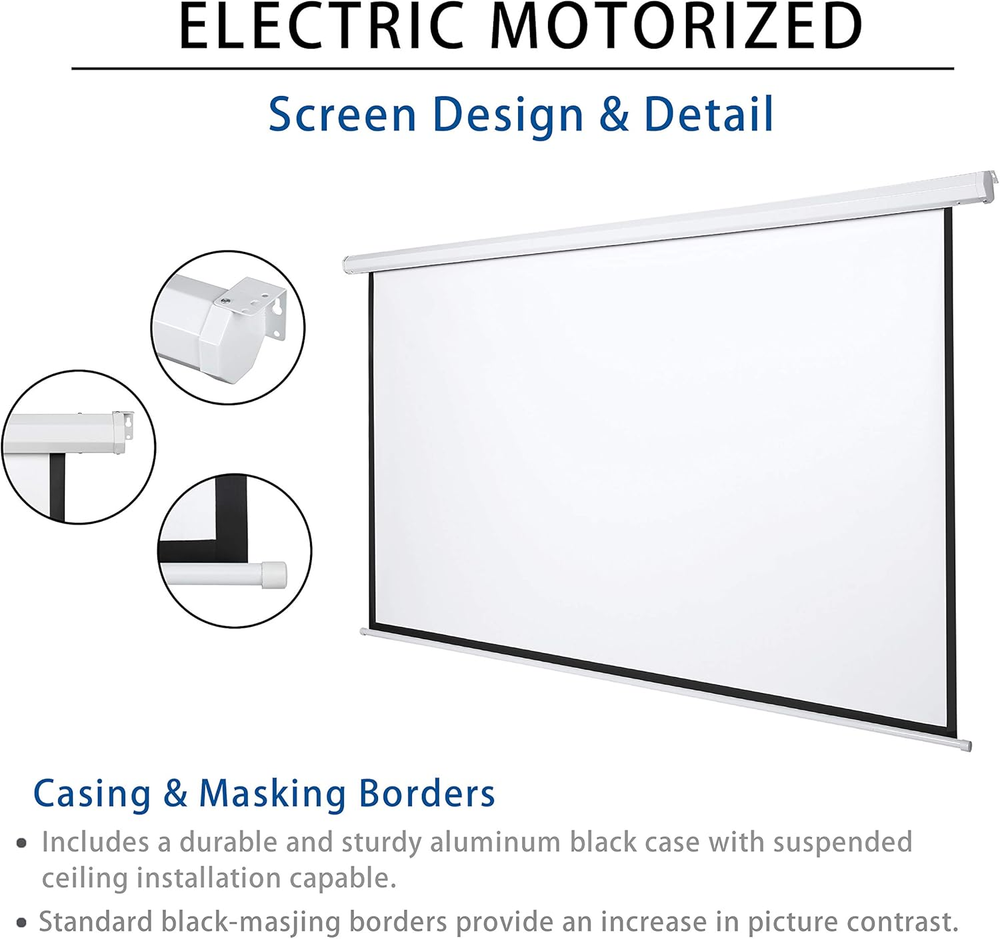 110" Motorized Projector Screen Electric Diagonal Automatic Projection 16:9 HD M