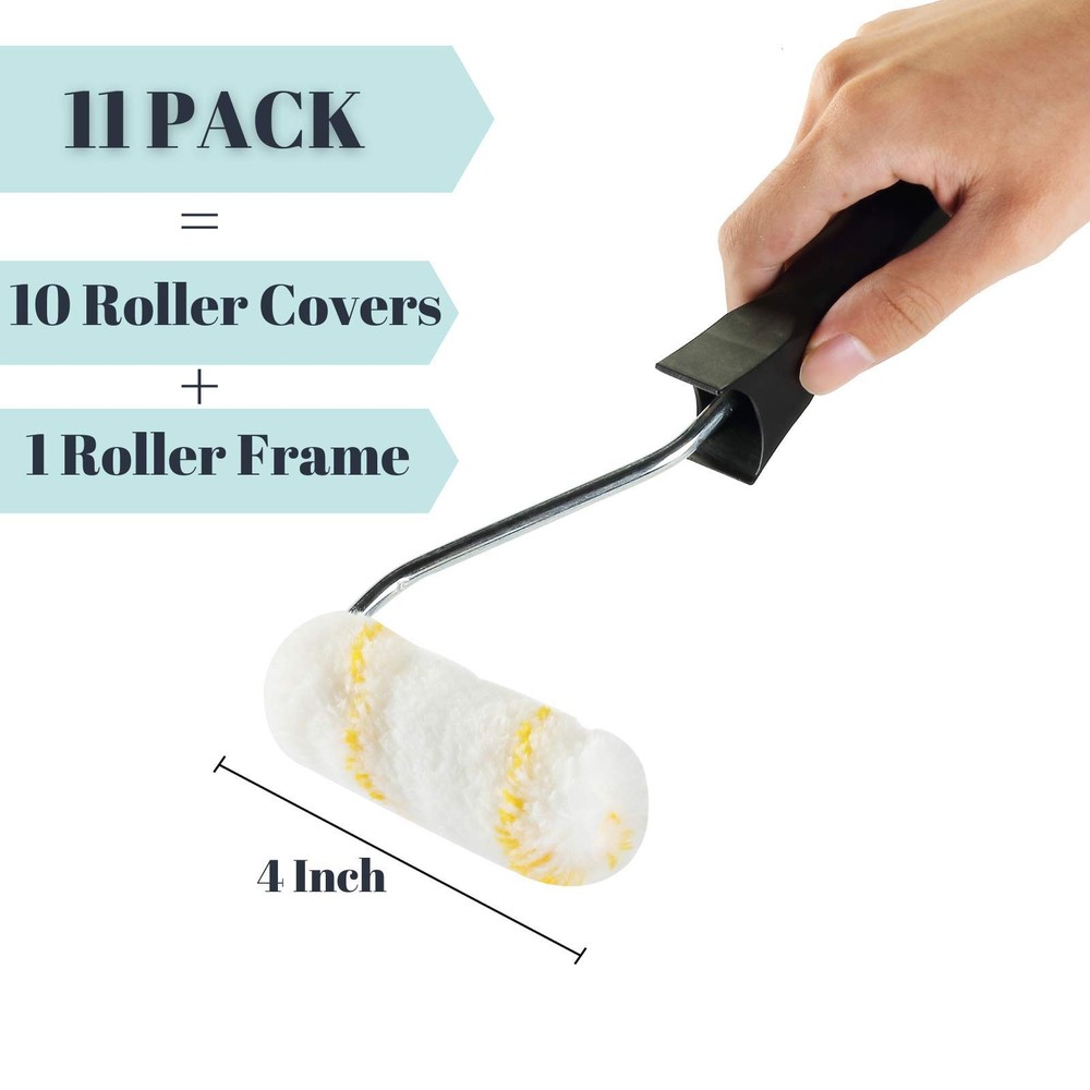 Paint Rollers, 4 inch Paint Roller with 10 Covers, Wall Painting Tool