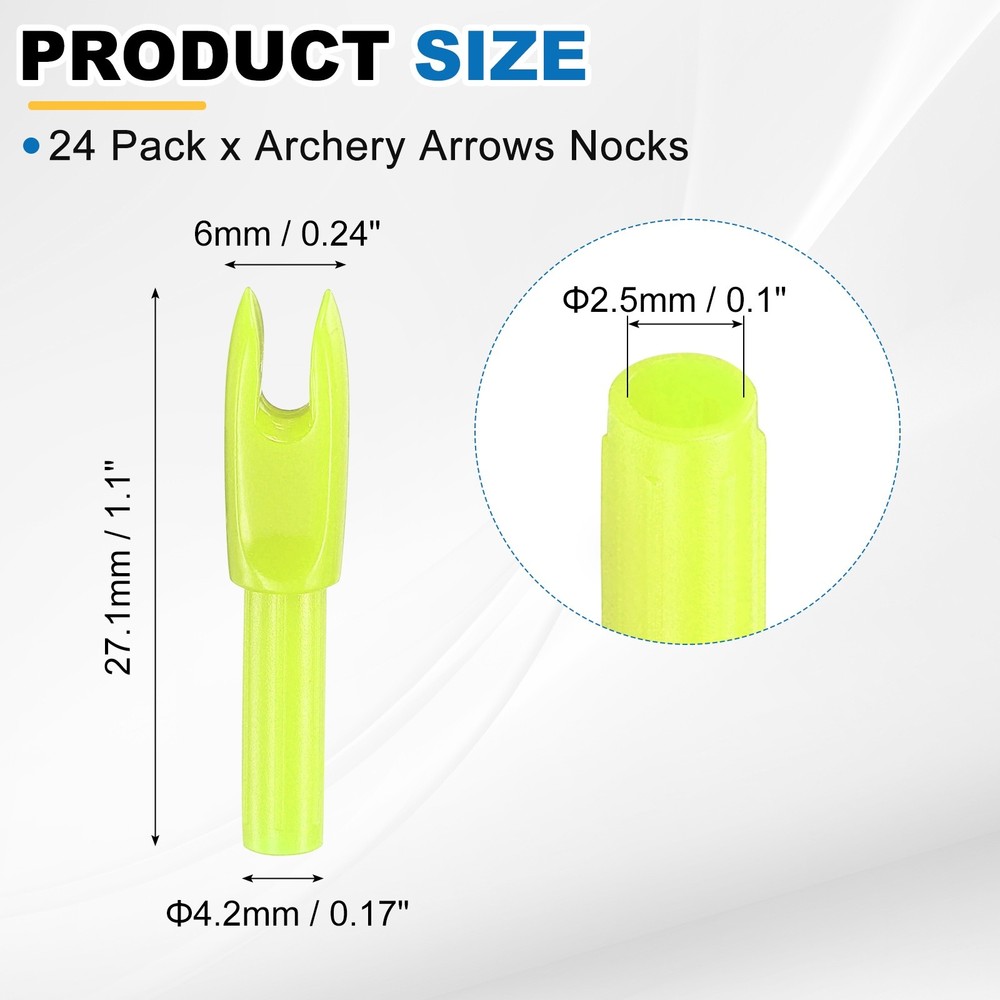Archery Arrows Nocks 24 Pack Yellow - for (Compound/Recurve Bow)