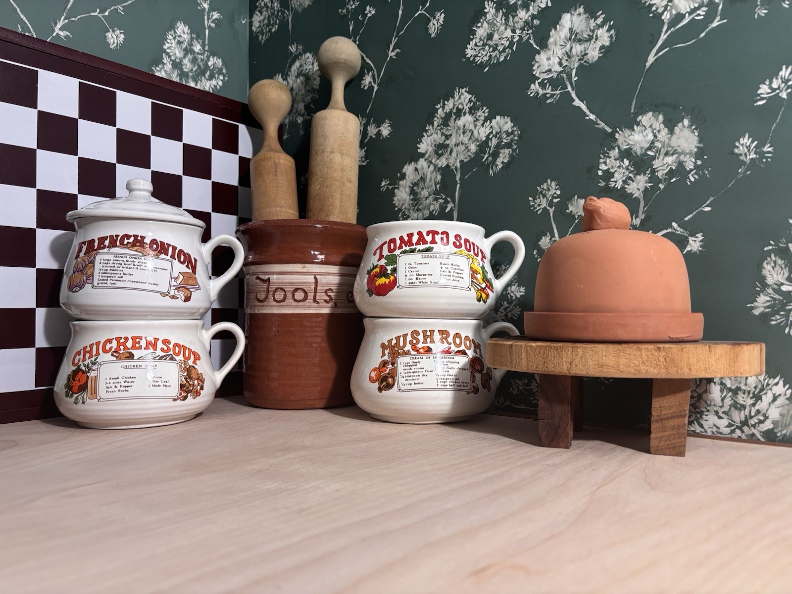 VTG 70s Retro Cottage French Onion Soup Recipe Cup