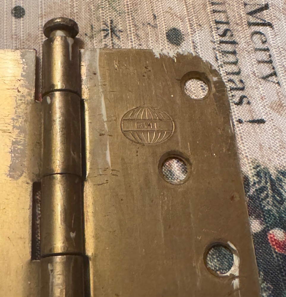 BMI Vintage Solid Brass Hinge 8 Holes Used