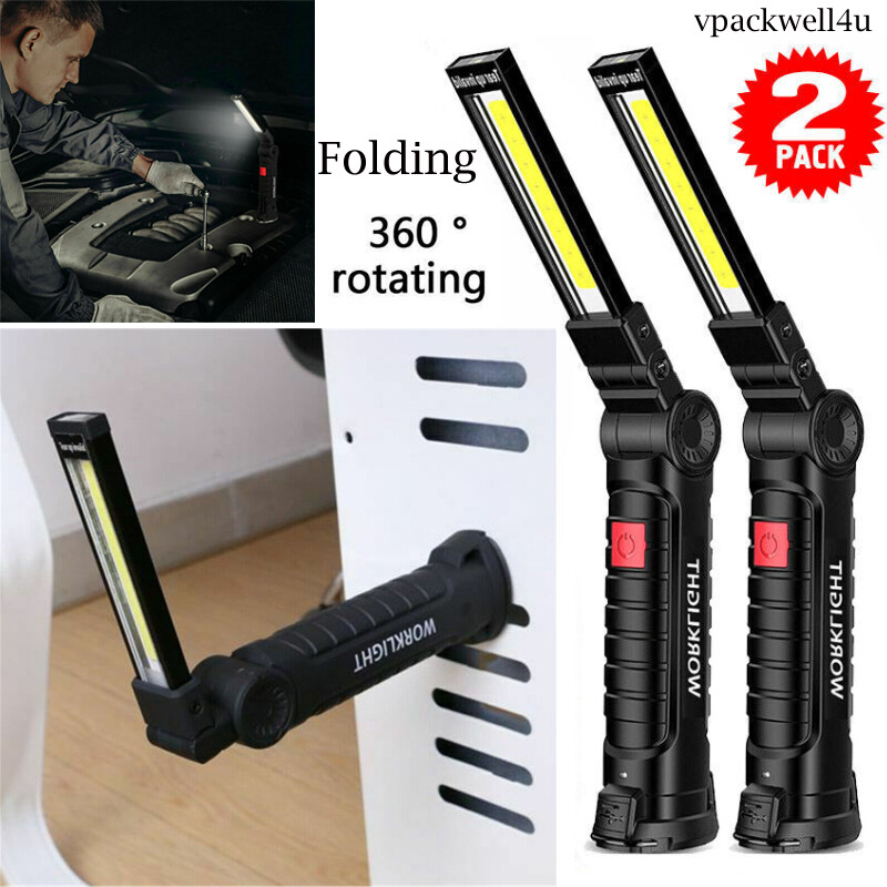 Super Bright USB Rechargeable COB LED Work Light Folding Torch Lamp Flashlight